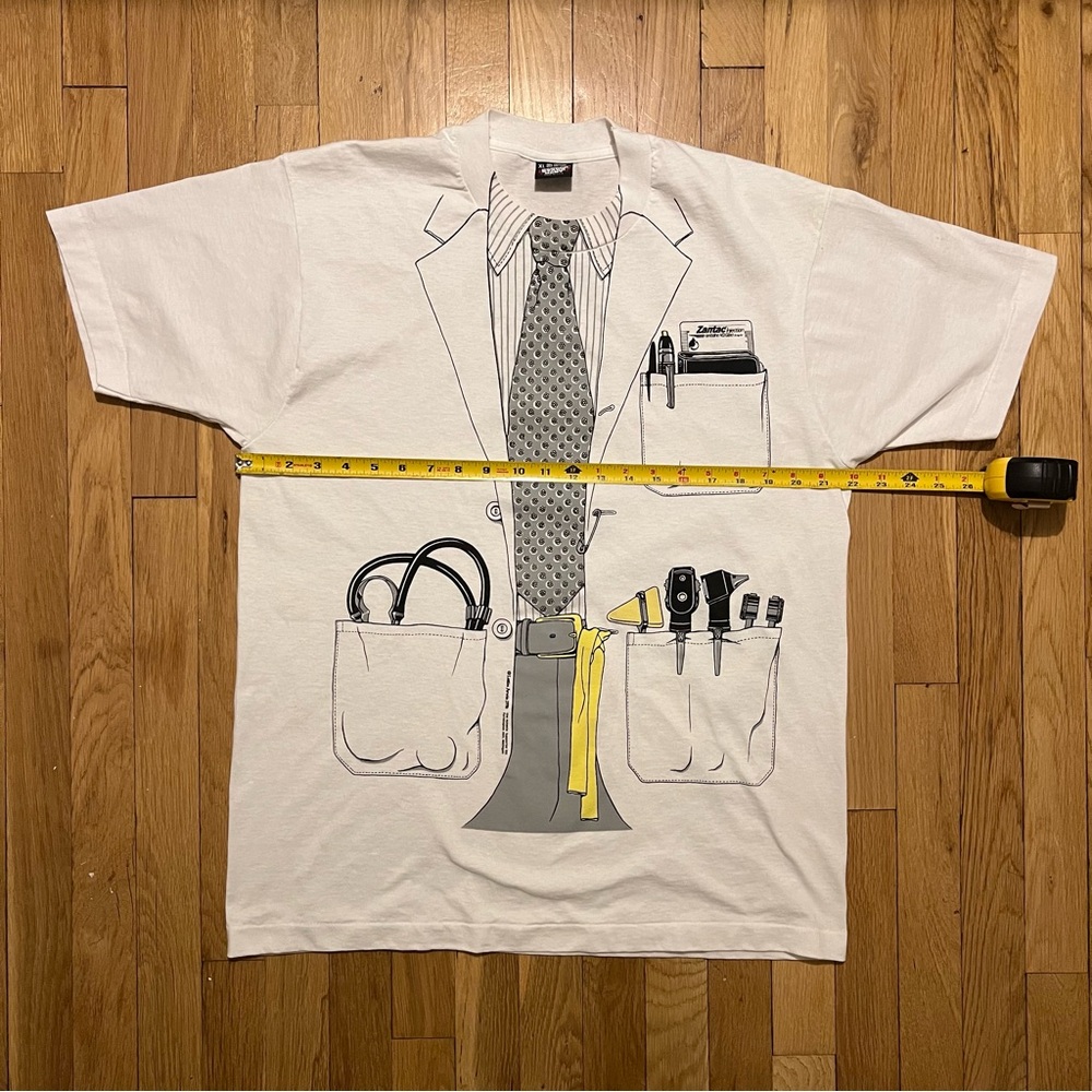 Vintage 1978 Leslie Arwin Doctor T-Shirt XL White Zantac - Picture 5 of 7